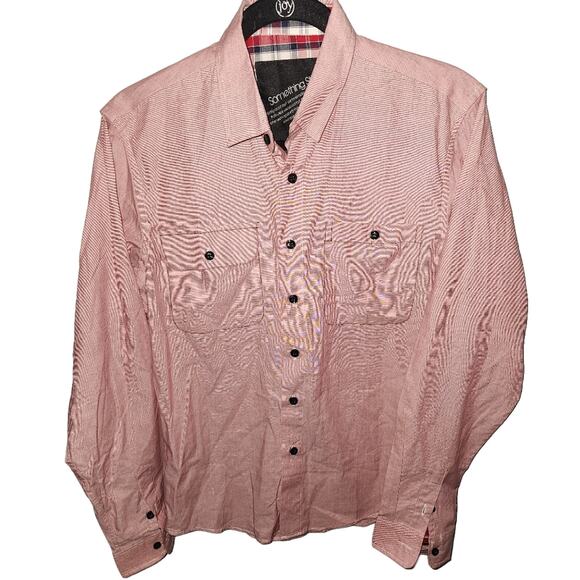 Something Strong Red Button-Up Long Sleeve Shirt Medium - Picture 1 of 9